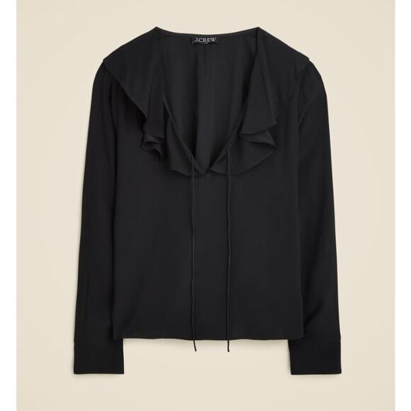 J.Crew Goldie Satin Top Long Sleeve Blouse in Black Size Medium NEW - Picture 1 of 9